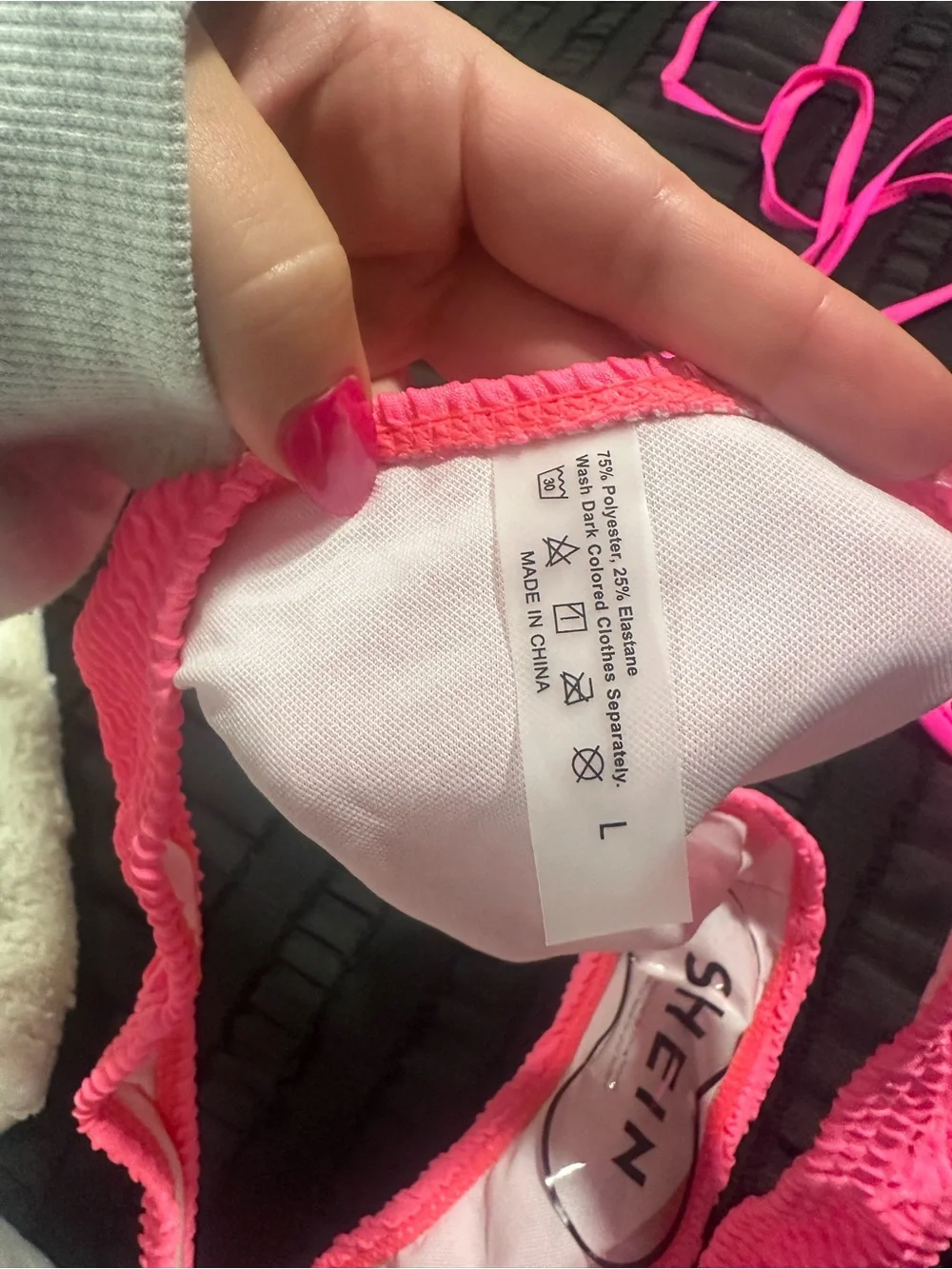 SHEIN Neon Pink Textured Bikini Set